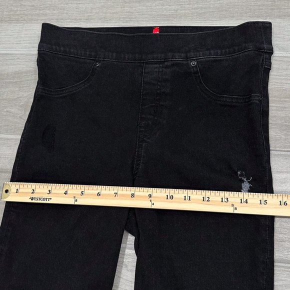 Spanx High Rise Distressed Ankle Skinny Jeans in Vintage Black Denim Size M - Picture 11 of 16